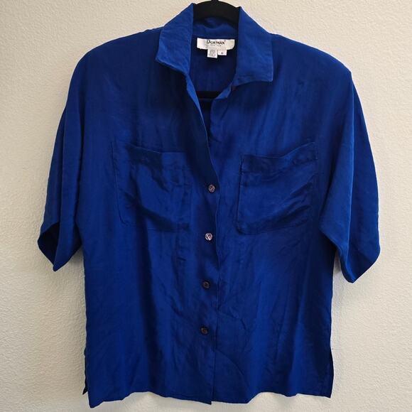 Dorman Tops - Dorman Vintage Silk Blouse Size 8 – Royal Blue, Minimalist, 90s Made in Korea